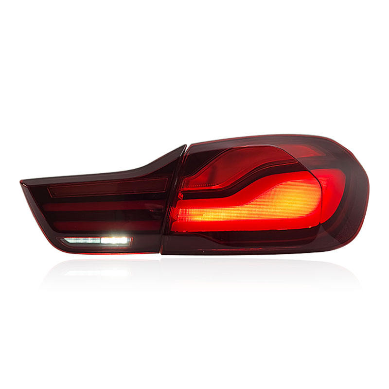 Vekto LED tail lights for BMW 4 Series F32/F82 2014-2020, showcasing sleek taillight design with illuminated red and clear lenses.