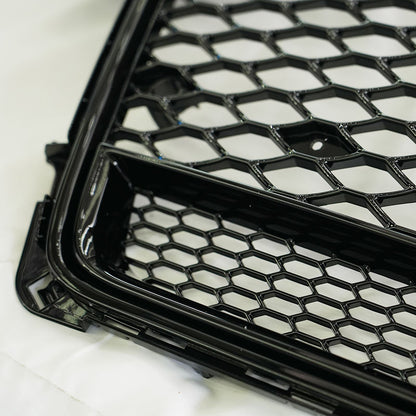 RS4 Style Mesh Grille for Audi A4 S4 B8 2008-2012 Gloss Black Quattro