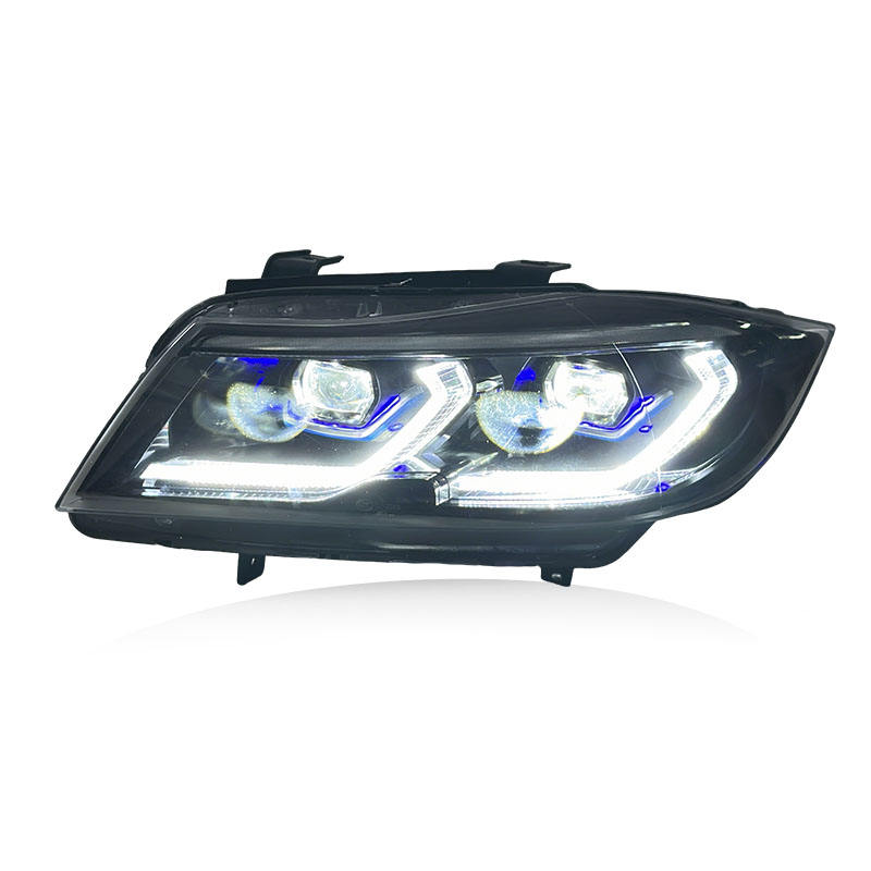 Vekto dual-color LED headlights for BMW 3 Series E90/E91 2005-2012, showing front view with dual-color LED design