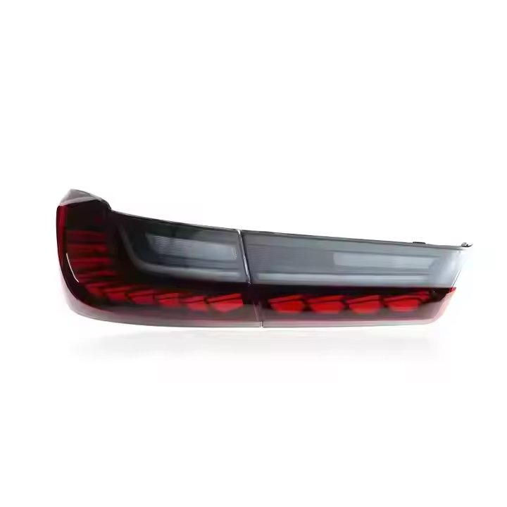 Vekto BMW 3 Series G20 G28 and M3 G80 GTS style LED tail lights for 2018-2022 showing sleek red and clear lens design