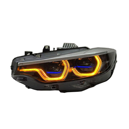 Vekto V3 IKON tri-color LED headlights for BMW F32, F36, F80, F82 M3 and M4 2014-2020, showcasing modern lighting design.