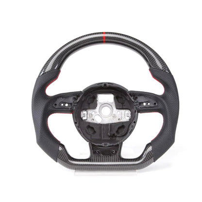 Flat-Bottom Real Carbon Fiber Steering Wheel for Audi A3 A4 A5 S3 S4 S5 RS3 RS4 RS5 RS6 RS7 SQ5 2012–2016