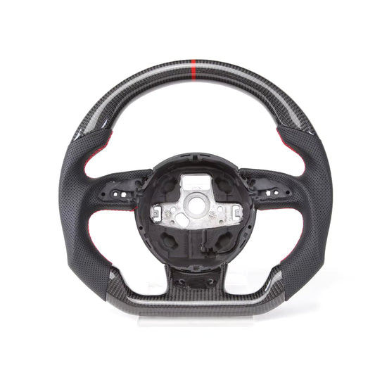 Flat-Bottom Real Carbon Fiber Steering Wheel for Audi A3 A4 A5 S3 S4 S5 RS3 RS4 RS5 RS6 RS7 SQ5 2012–2016