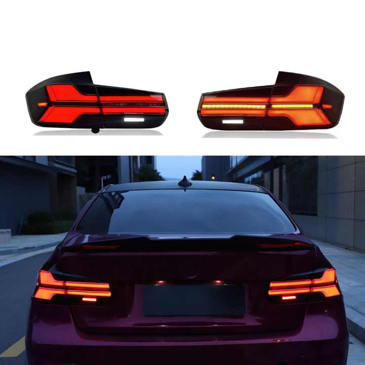 Vekto G05 LCI Style LED taillights for BMW 3 Series F30 M3 F80 2012-2018, showcasing sleek red and clear lens tail light design.