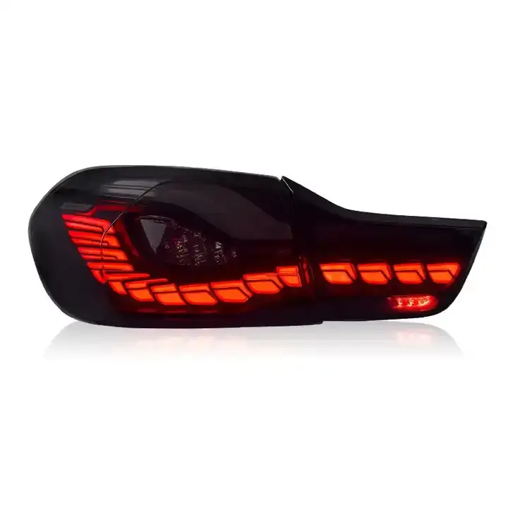 Vekto BMW 4 Series F32 F82 OLED GTS Style red smoked tail lights, 2012-2018, showing sleek, smoked red lens design.