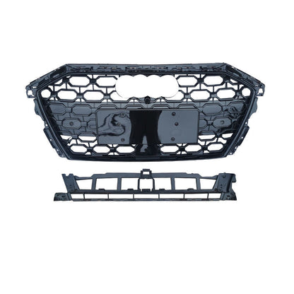 RS3 Style Honeycomb Grille fits A3 S3 2020-2024 Gloss Black and Chrome