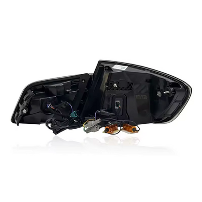 Vekto GTS Dragon Scale LED tail lights for BMW 5 Series F10/F18 2011-2017, showing sleek red and clear lens design.