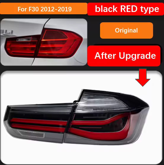 Vekto LED tail lights for BMW 3 Series F30/F35 rear lamp assembly, 2013-2016, showing red and clear lens design.