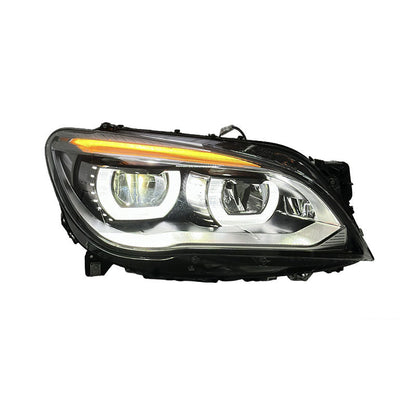 Vekto Angel Eyes LED Headlights assembly for BMW 7 Series F02 2009-2015, showing the sleek headlight design with angel eye rings.