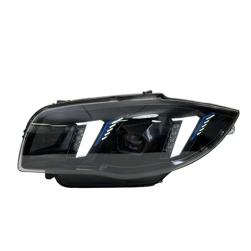 Vekto LED headlights for BMW 1 Series E87 & E82 2004-2011, showing the sleek design and bright illumination of the headlight units.