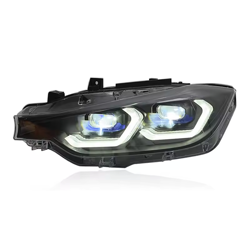 Vekto LED headlights assembly for BMW 3 Series F30 2013-2018, showing the sleek headlight design with LED bulbs and clear lens.
