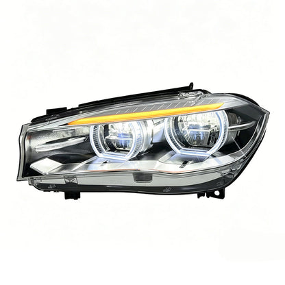 Vekto dual color LED headlights assembly for BMW X5 F15 (2014–2018) showing front view with illuminated lights and sleek design