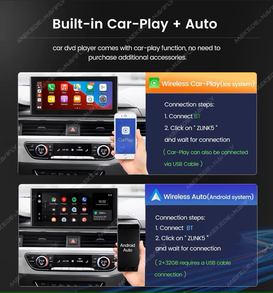 MNX Upograde Touchscreens for Audi A4 S4 A5 S5 B9 2016-2020 features Android/CarPlay 10.25 and 12.5" Multimedia Touchscreen