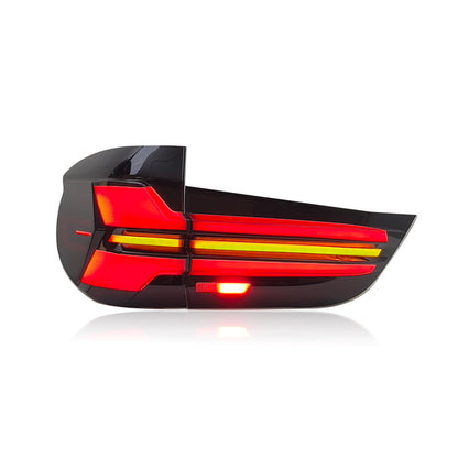 Vekto LED taillights for BMW X5 F15 2014-2018, showing red and clear lens tail light assembly with illuminated sections.