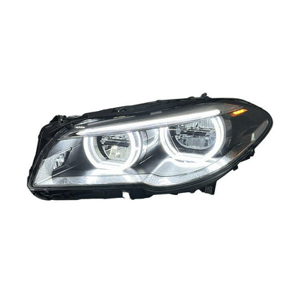 Dual-color LED headlights by Vekto for BMW F10 F18 5 Series 2011-2017, showcasing modern headlight design with bright illumination.