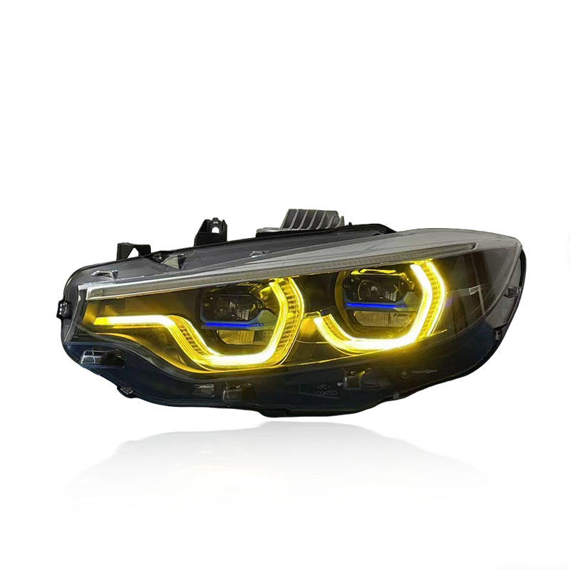 Vekto V3 IKON tri-color LED headlights for BMW F32, F36, F80, F82 M3 & M4 2014-2020, featuring multi-color LED lighting.