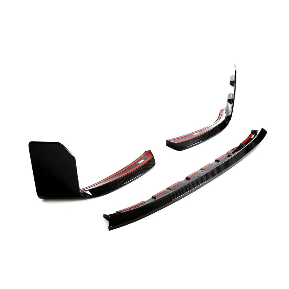 Carbon fiber front bumper lip splitter for BMW M2 G87 Coupe 2023–present by K2 Industries, showcasing sleek aerodynamic design