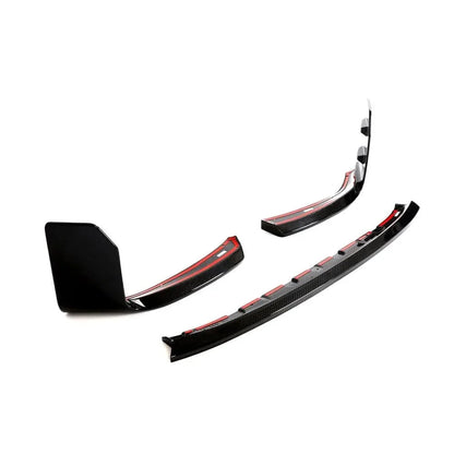 Carbon fiber front bumper lip splitter for BMW M2 G87 Coupe 2023–present by K2 Industries, showcasing sleek aerodynamic design