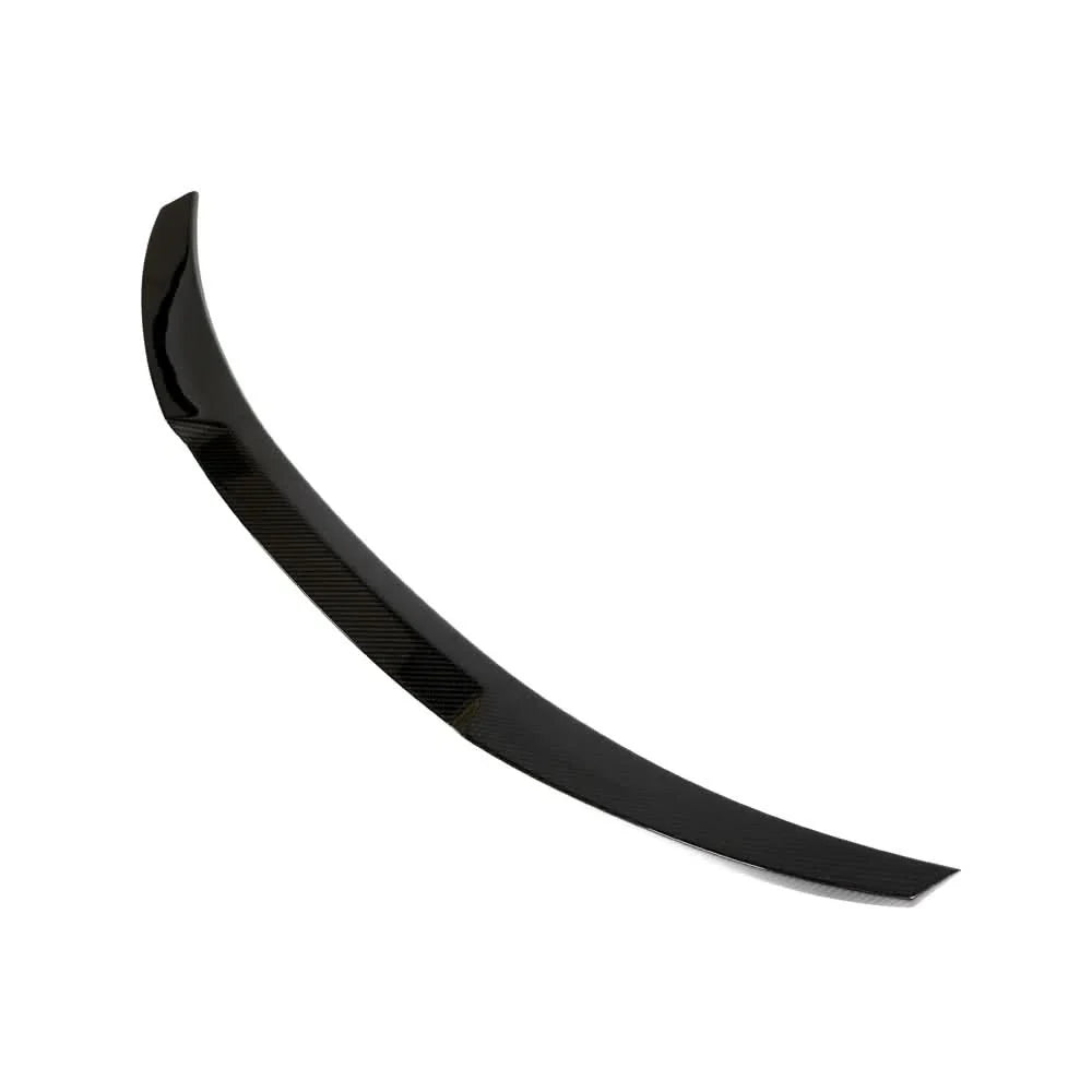 Dry carbon fiber M4-style rear trunk spoiler for BMW F30/F35 3 Series and F80 M3, designed for sporty aerodynamic enhancement.
