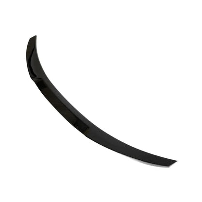 Dry carbon fiber M4-style rear trunk spoiler for BMW F30/F35 3 Series and F80 M3, designed for sporty aerodynamic enhancement.