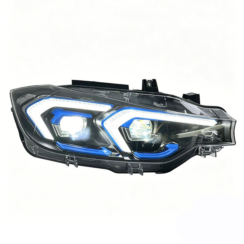 Vekto V2 dual-color LED headlights for BMW F30 F31 F35 3 Series 2012-2018, showing bright LED headlamp with dual-color design.