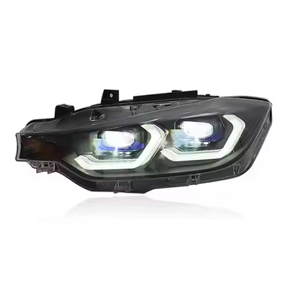 Vekto Laser Style LED Headlights for BMW 3 Series F30 F35 2012-2019, front view showing modern headlight assembly with LED beams.