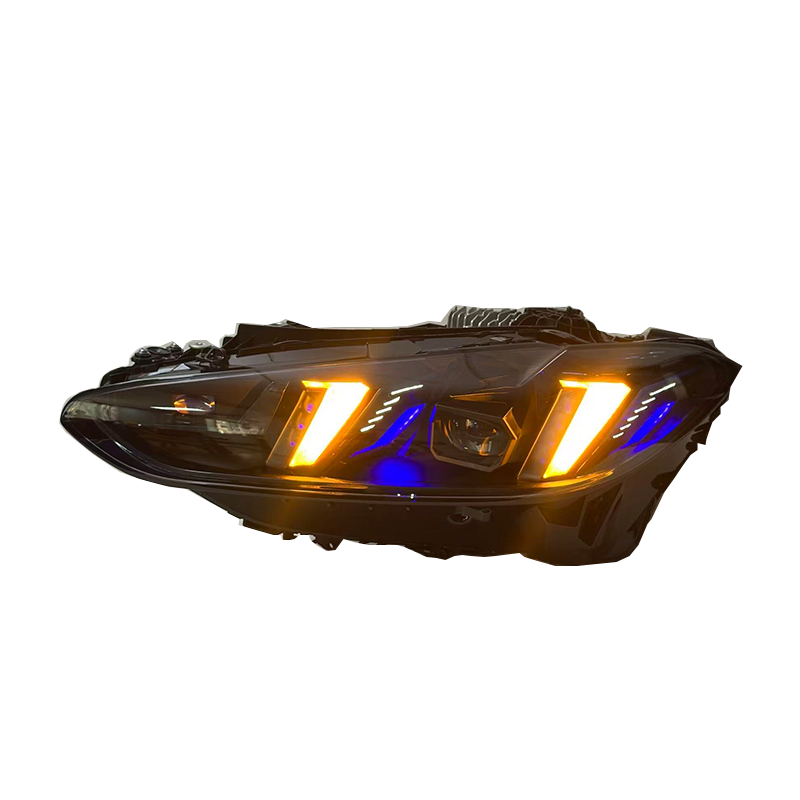 Vekto V3 smoked snake eye tri-color LED headlights for BMW G22 G80 M3 G82 M4 2021-2025, showing front view with smoked lens