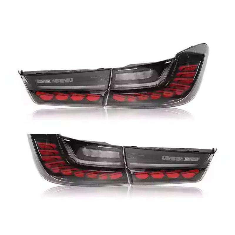 Vekto BMW 3 Series G20 G28 and M3 G80 GTS style LED tail lights installed on a 2018-2022 vehicle, showing sleek red and clear design.