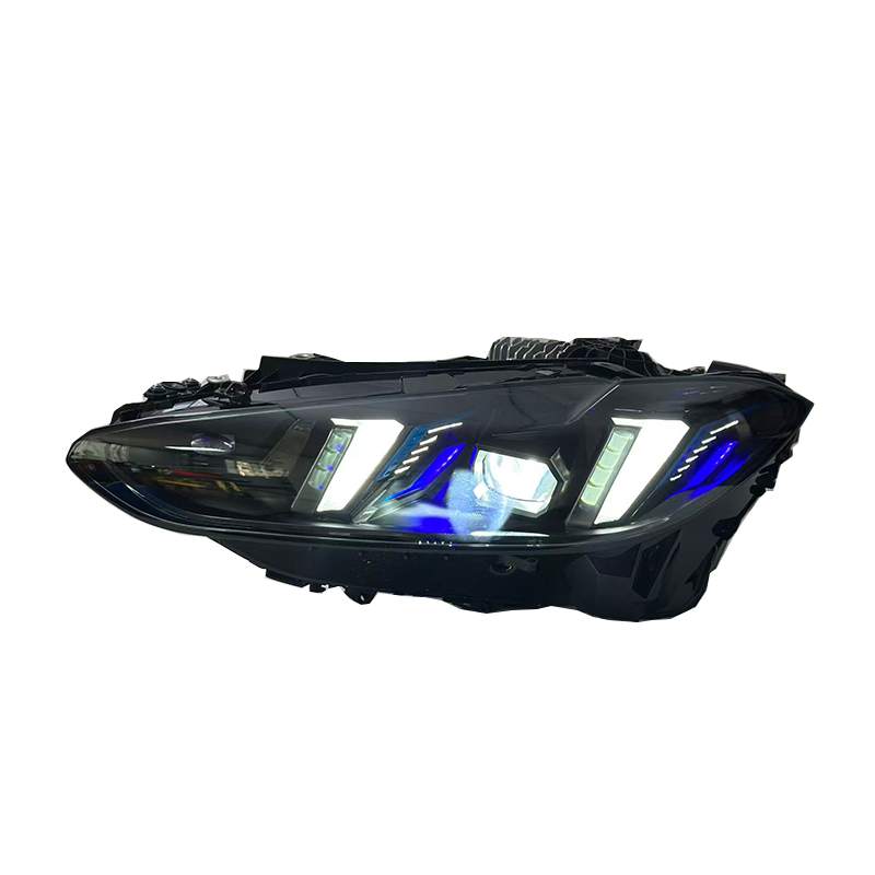 Vekto V3 smoked snake eye tri-color LED headlights for BMW G22 G80 M3 G82 M4 2021-2025, showing front view with smoked lens