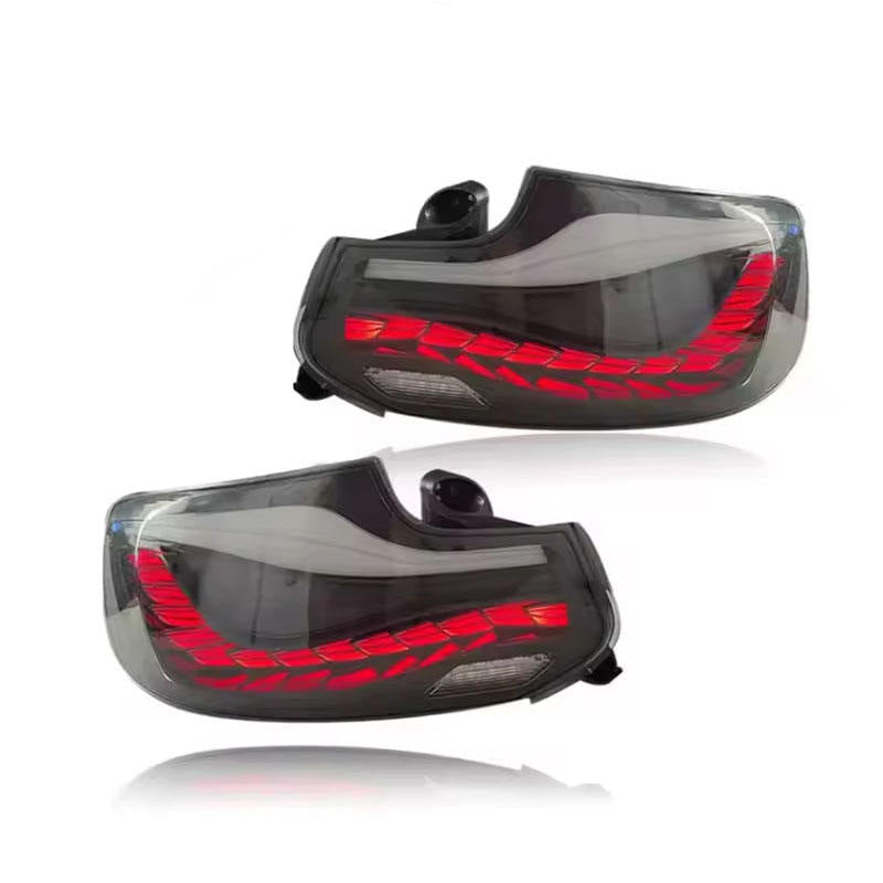 Vekto GTS Dragon Scale LED taillights for BMW 2 Series F22 2014-2021, showcasing sleek red and clear lens design.