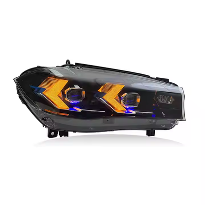 Vekto Snake Eyes LED headlights assembly for BMW X5 F15 (2013–2019) showing sleek headlight design with LED daytime running lights