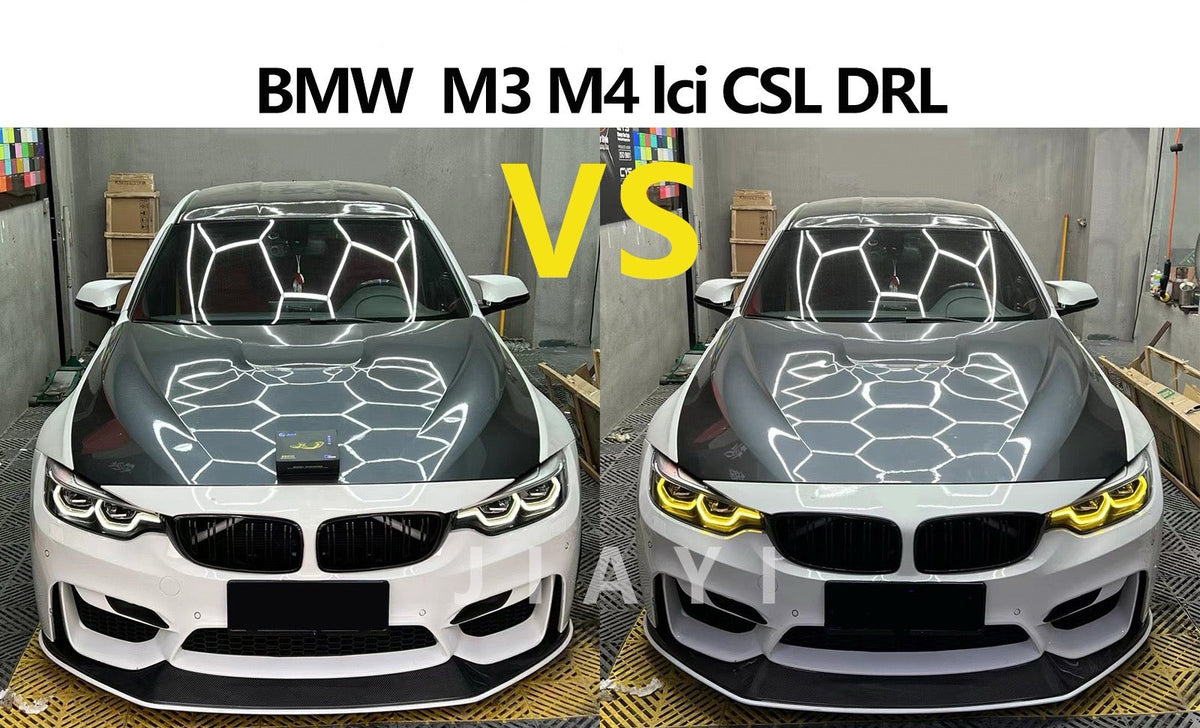 Vekto dual-color CSL LED DRL modules for BMW F32/F33/F36/F80/F82/F83 headlights, featuring modern LED daytime running lights.