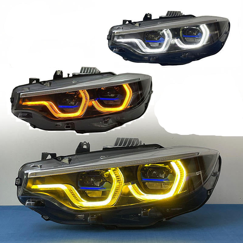 Vekto V3 IKON tri-color LED headlights for BMW F32, F36, F80, F82 M3, M4 2014-2020, showing the LED headlight assembly.