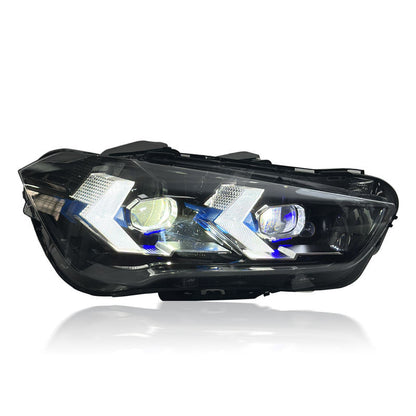 Vekto LED projector headlights for BMW X1 F48/F49 2016-2021, showing the sleek headlight design with illuminated projector lenses.