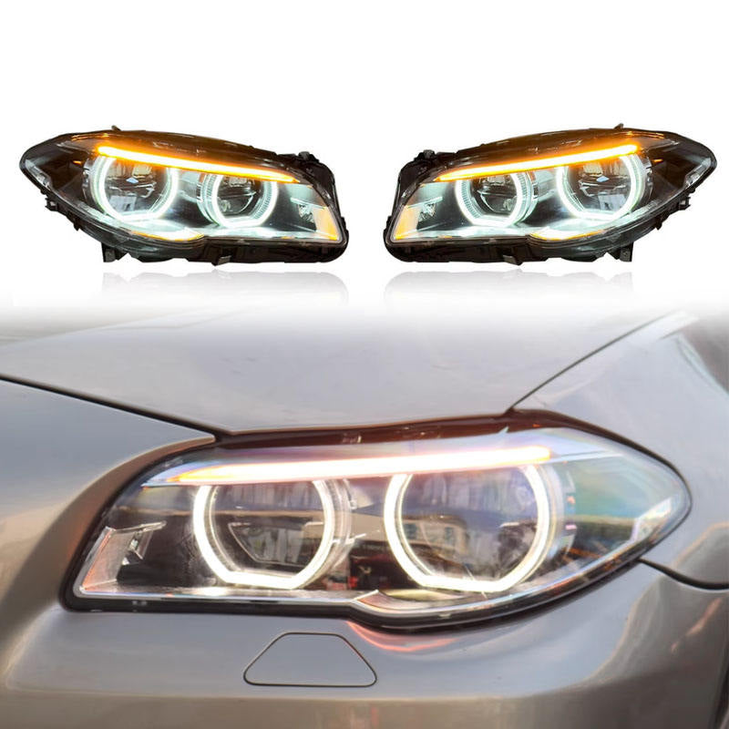 Vekto full LED headlight assembly for BMW 5 Series F10/F18 2011-2017, plug-and-play headlight replacement, clear and bright illumination