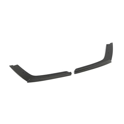 Gloss carbon fiber front splitter for BMW F80 M3 and F82 F83 M4 by K2 Industries, showcasing sleek aerodynamic design.