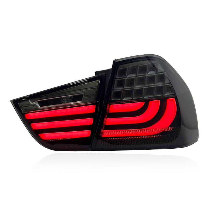 Vekto LED LCI tail lights for BMW 3 Series E90 2009-2012, showing sleek taillight design with red and clear lenses.