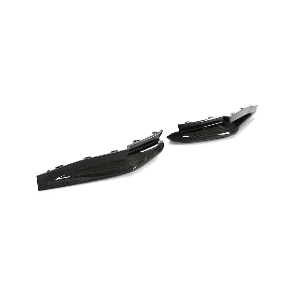Carbon fiber rear diffuser for BMW G80 M3 and G82 G83 M4 Competition by K2 Industries, showcasing sleek aerodynamic design.