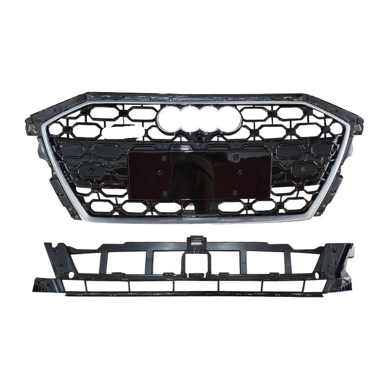 RS3 Style Honeycomb Grille fits A3 S3 2020-2024 Gloss Black and Chrome