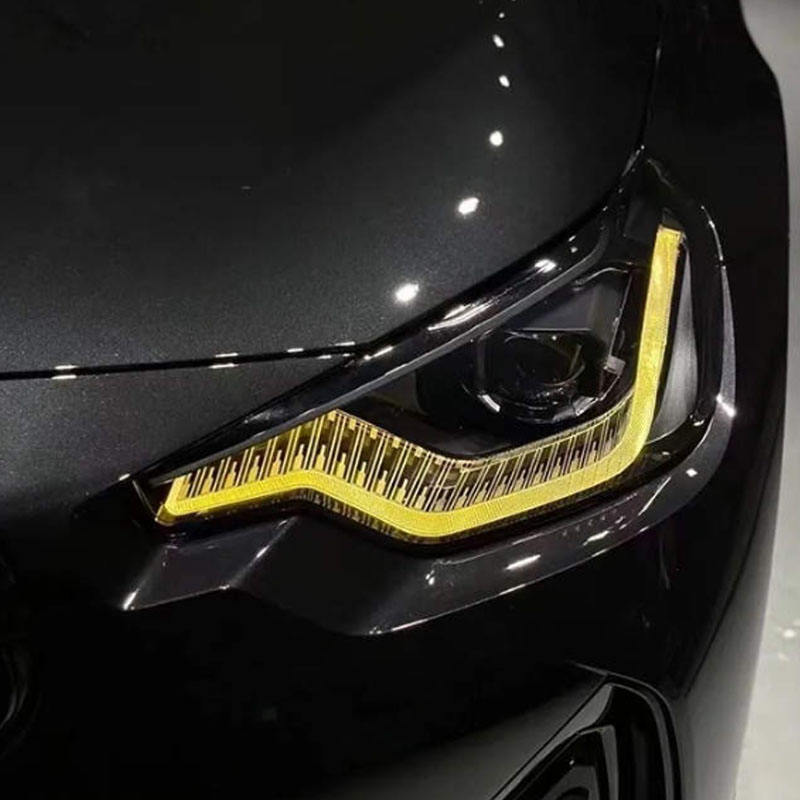 Vekto dual-color LED daytime running light modules for BMW G42 2 Series and G87 M2 headlights, showcasing sleek LED design.