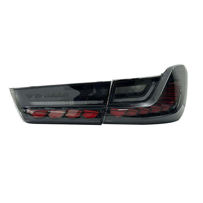 BMW 3 Series G81 and M3/M4 GTS style Dragon Scale LED tail lights by Vekto, featuring a distinctive dragon scale design.
