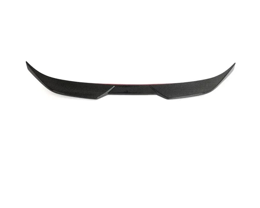Carbon fiber rear trunk spoiler lip for BMW M2 G87 and M240i G42 coupe by K2 Industries, showcasing its sleek design.