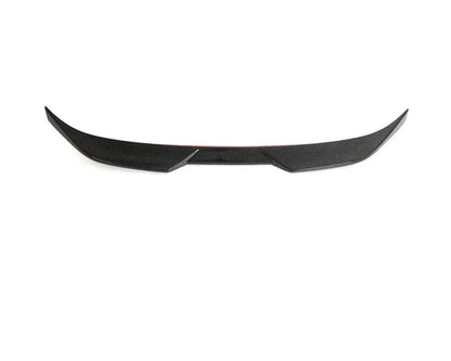 Carbon fiber rear trunk spoiler lip for BMW M2 G87 and M240i G42 coupe by K2 Industries, showcasing its sleek design.