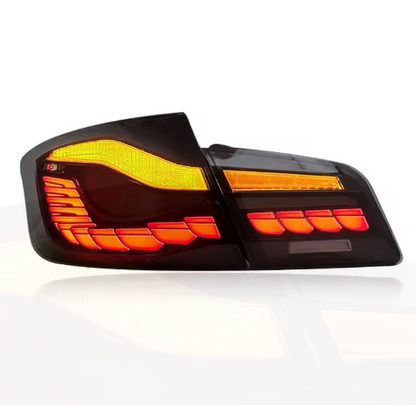 Vekto Dragon Scale LED tail lights for BMW 5 Series F10/F18 2011-2017, rear taillights with dragon scale design.