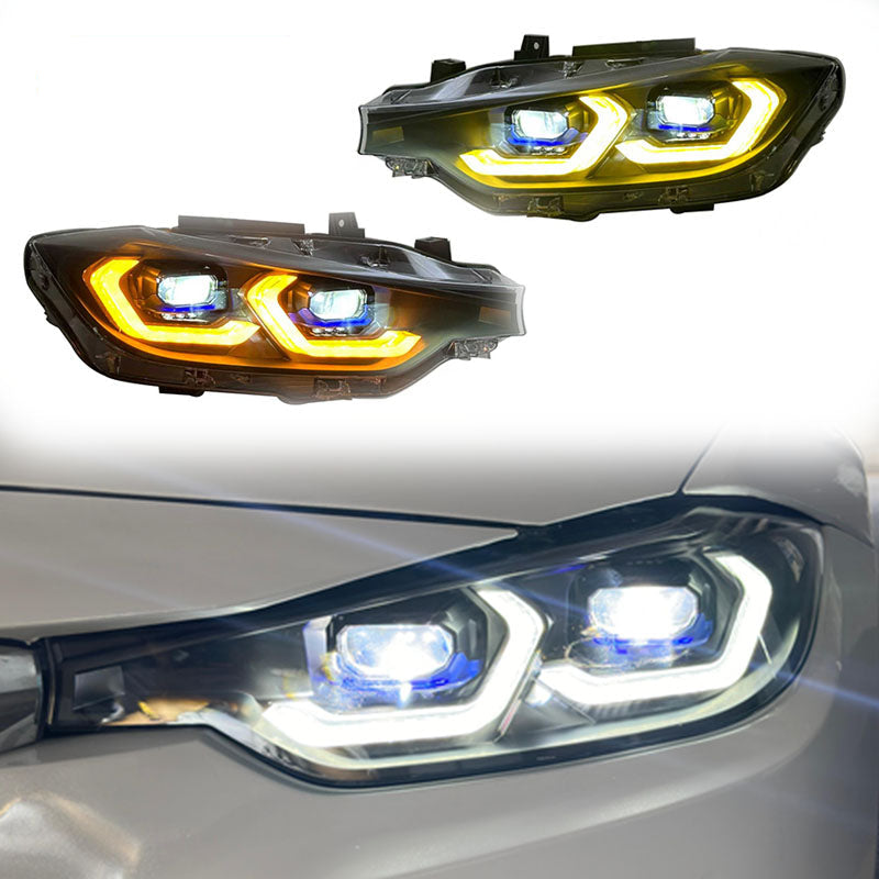 Vekto Laser Style LED Headlights assembly for BMW 3 Series F30 F35 2012-2019, showing sleek headlight design with LED accents.
