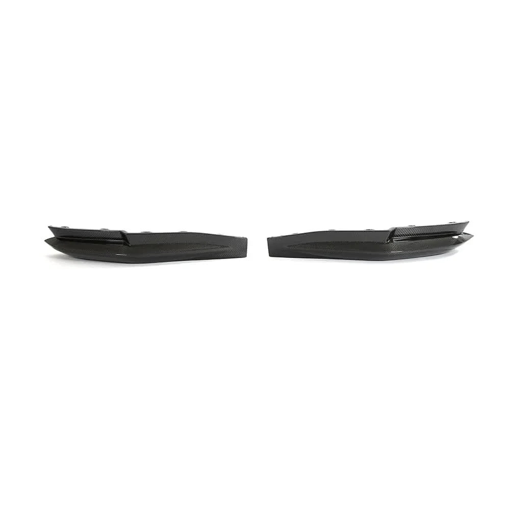 Carbon fiber rear bumper splitters for BMW G80 M3 Competition 2021+ by K2 Industries, enhancing aerodynamics and sporty look.