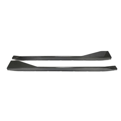 Carbon fiber side skirt extensions for BMW G82 G83 M4 2021+ by K2 Industries, showing sleek, aerodynamic design on the vehicle.