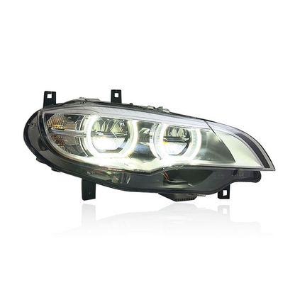 Vekto dual color angel eyes LED headlights assembly for BMW X5 E70 (2008–2013) with modern lighting design and clear lens.