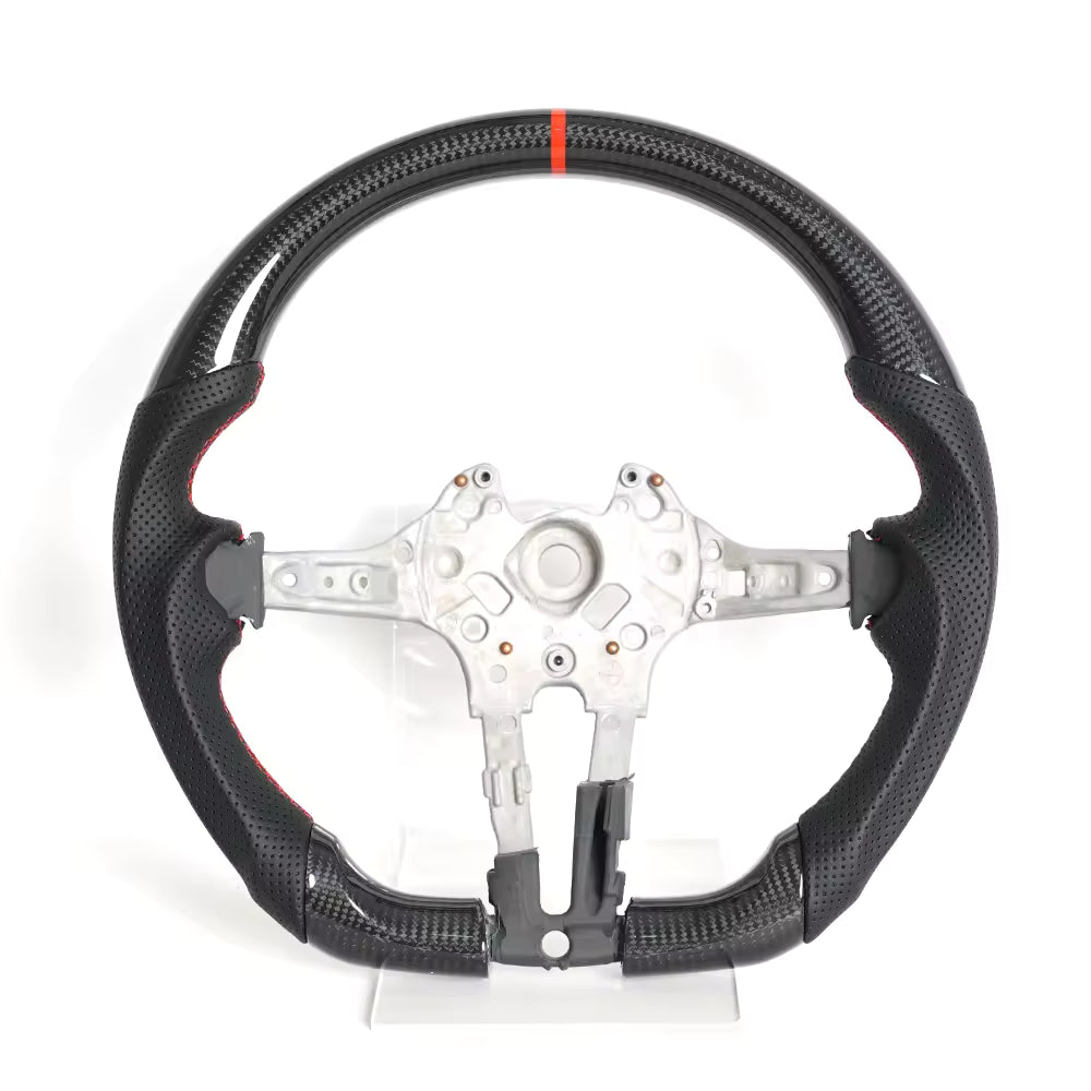 Vekto carbon fiber steering wheel for BMW F30 F10 F15 M3 M5 X Series, showcasing sleek black carbon fiber with ergonomic grip