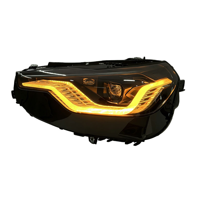 Vekto V2 Golden Smoked dual color LED headlights for BMW 2 Series G42, showcasing smoked lens and LED light assembly.